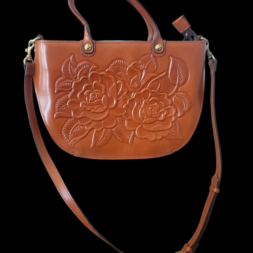 Elegant Brown Embossed Patricia Nash Leather Handbag